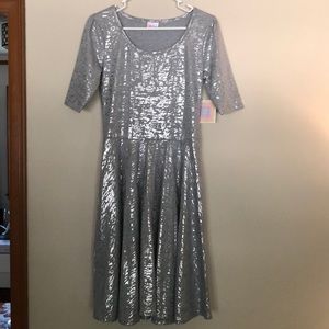 Lularoe  silver metallic swing dress